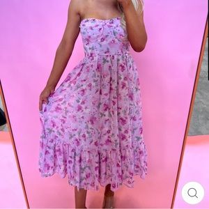 Pink floral dress with removable straps